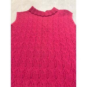 Miss Pernilla Vintage Knit Wool Mock Neck Sleeveless Top Raspberry Size sm